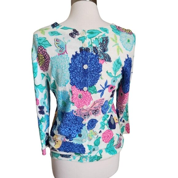 Talbots Womens Blouse Size Large Multicolor Floral Long Sleeve Pullover Top - Picture 5 of 13